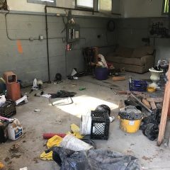 Messy and filthy building interior